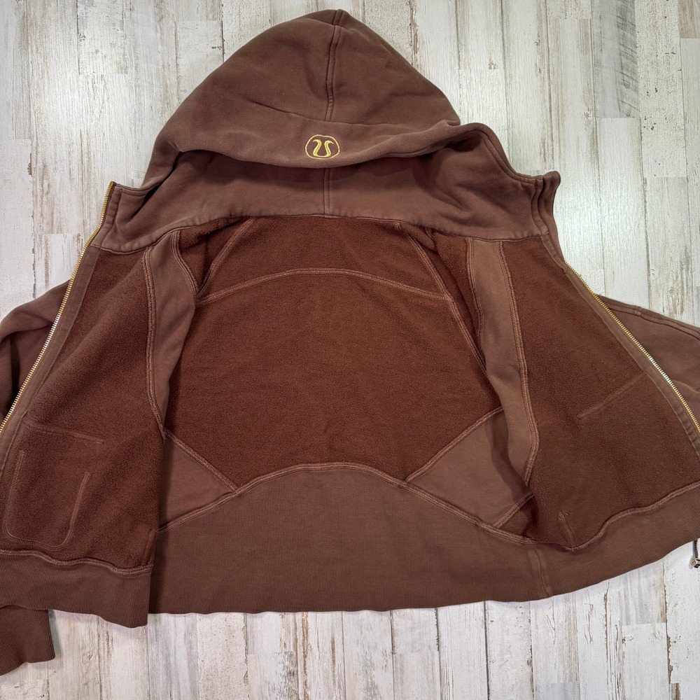 Lululemon Hoodie Womens XS/S Java Brown Scuba Oversized Full Zip Gold Hardware - Picture 5 of 12
